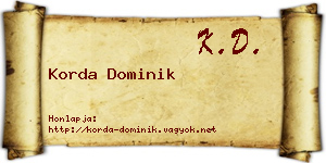 Korda Dominik névjegykártya
